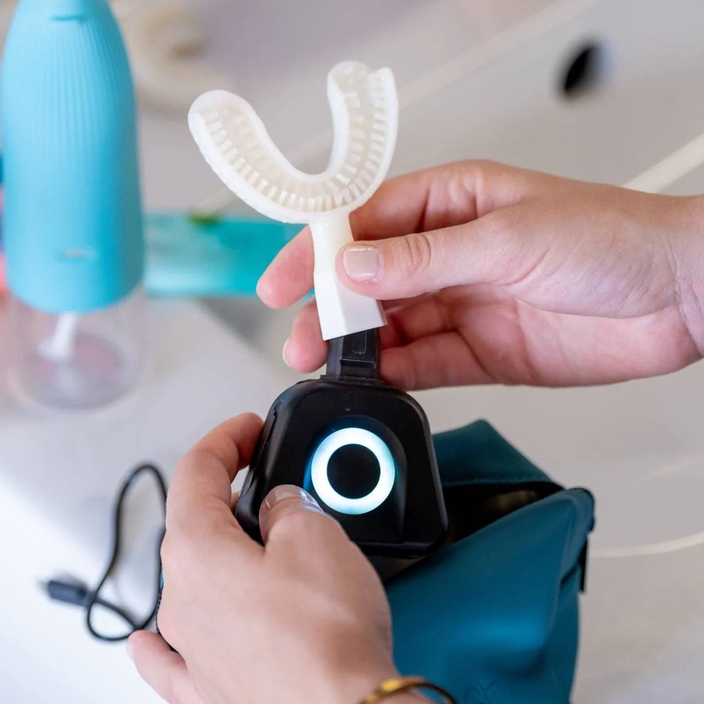 White dental device being put together